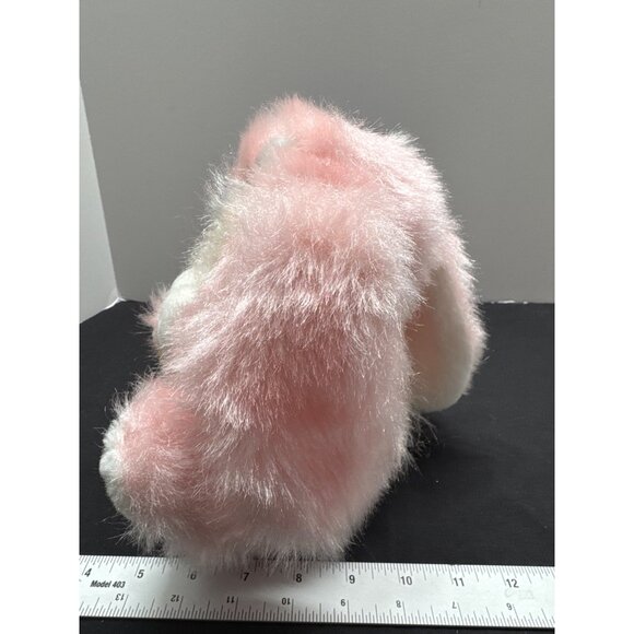 Kids Of America Pink White Fluffy Plush Bunny With Flocked Peach Nose Colorful P - Picture 10 of 10